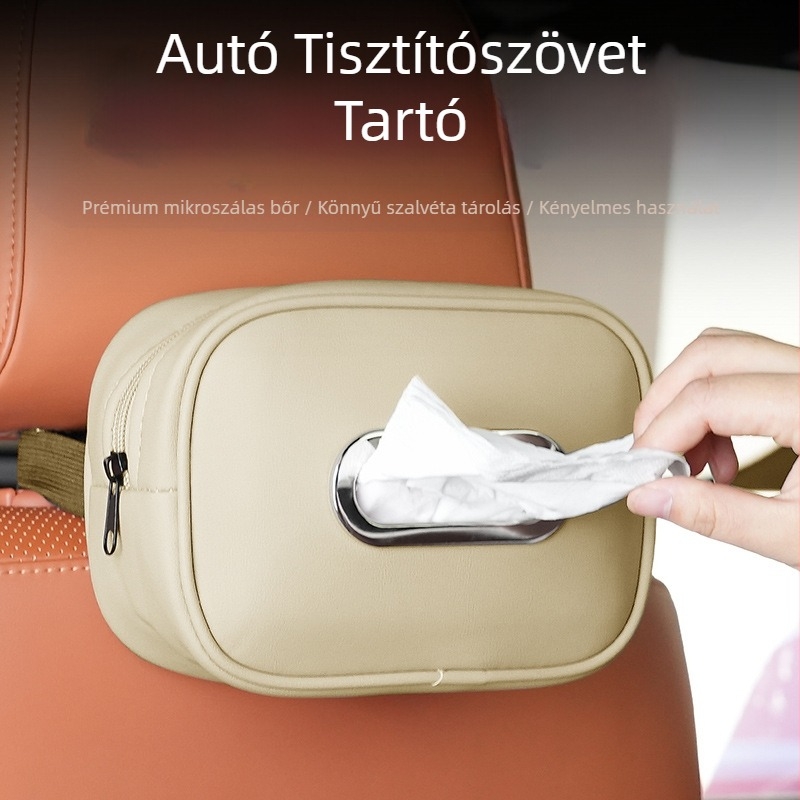 Bőr autós szalvétatartó pánttal; Car Sail Family; alkalmas a karfához és a hátsó panelhez; testreszabás elérhető