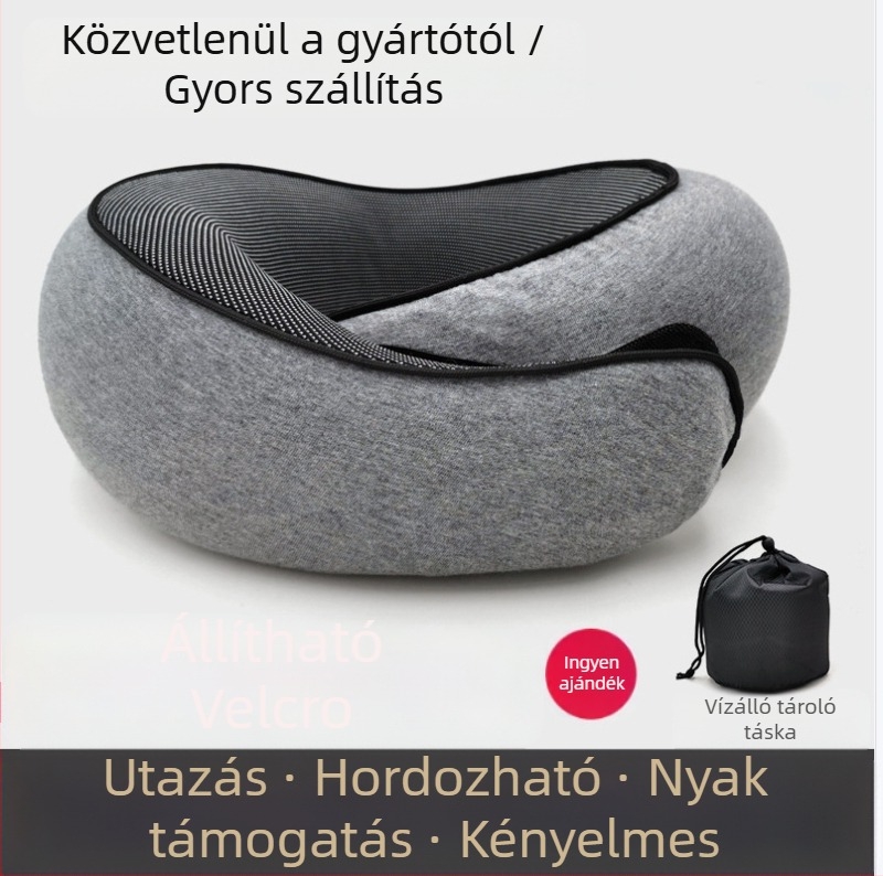Memóriahabos U-formájú utazó párna, nyak-támasz felnőtteknek