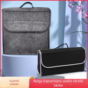 Filcből készült csomagtartó tároló doboz összecsukható dizájnnal, fogantyúval, univerzális autóhoz, logó nyomtatási lehetőség