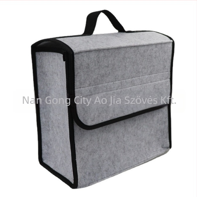 Filcből készült csomagtartó tároló doboz összecsukható dizájnnal, fogantyúval, univerzális autóhoz, logó nyomtatási lehetőség