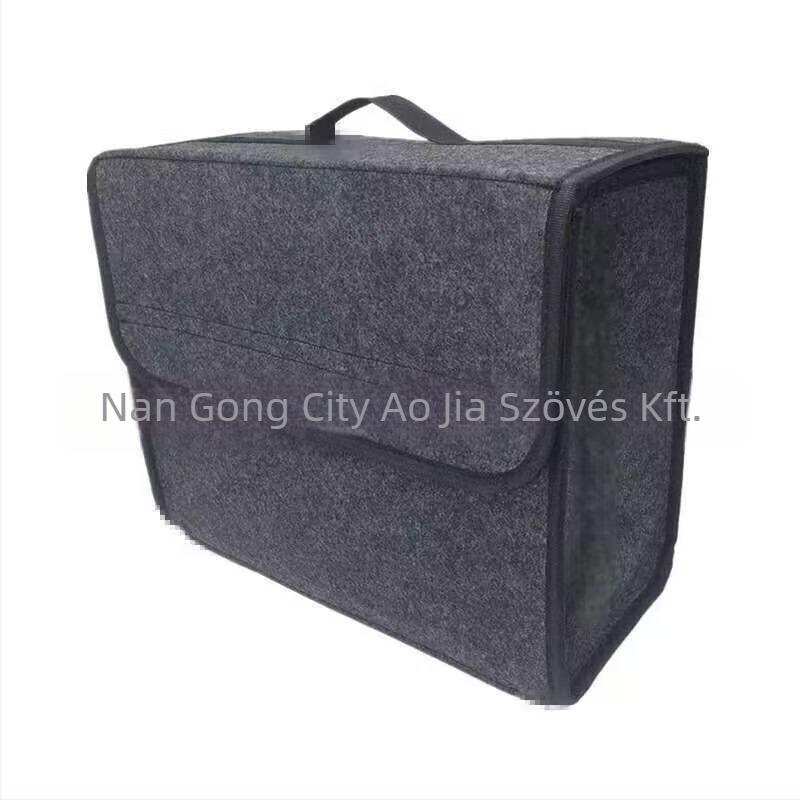 Filcből készült csomagtartó tároló doboz összecsukható dizájnnal, fogantyúval, univerzális autóhoz, logó nyomtatási lehetőség