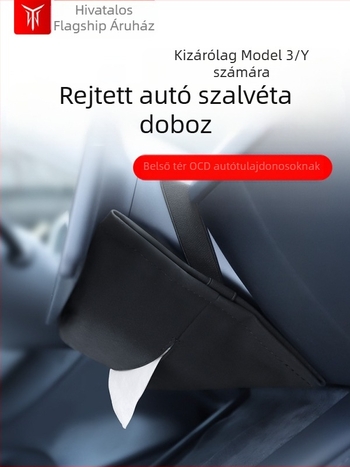 Tesla Model Y3 plüss autó zsebkendő tartó – rejtett függő rögzítés