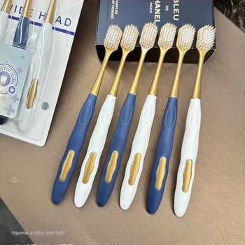 Kézi fogkefe, 6 darabos készlet, széles fej, puha sörték, mély tisztítás