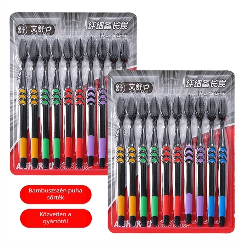 Ai Shukou felnőtt fogkefe bambusz aktív szénnel és puha sörtékkel, modell 301B