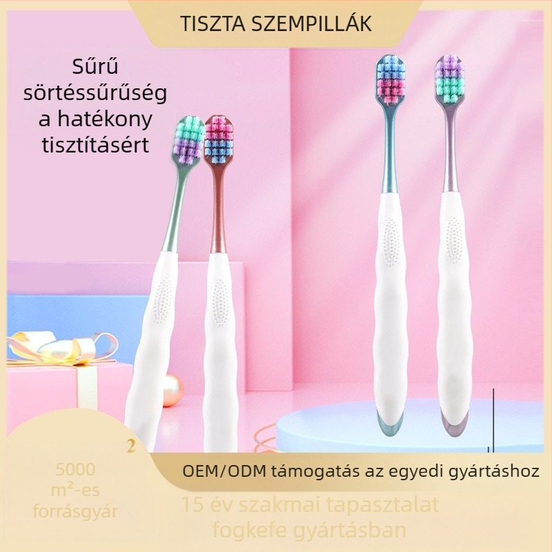 Love Teeth Macaron fogkefe – széles fej, puha sörtéjű kézi fogkefe felnőtteknek (808-as modell)