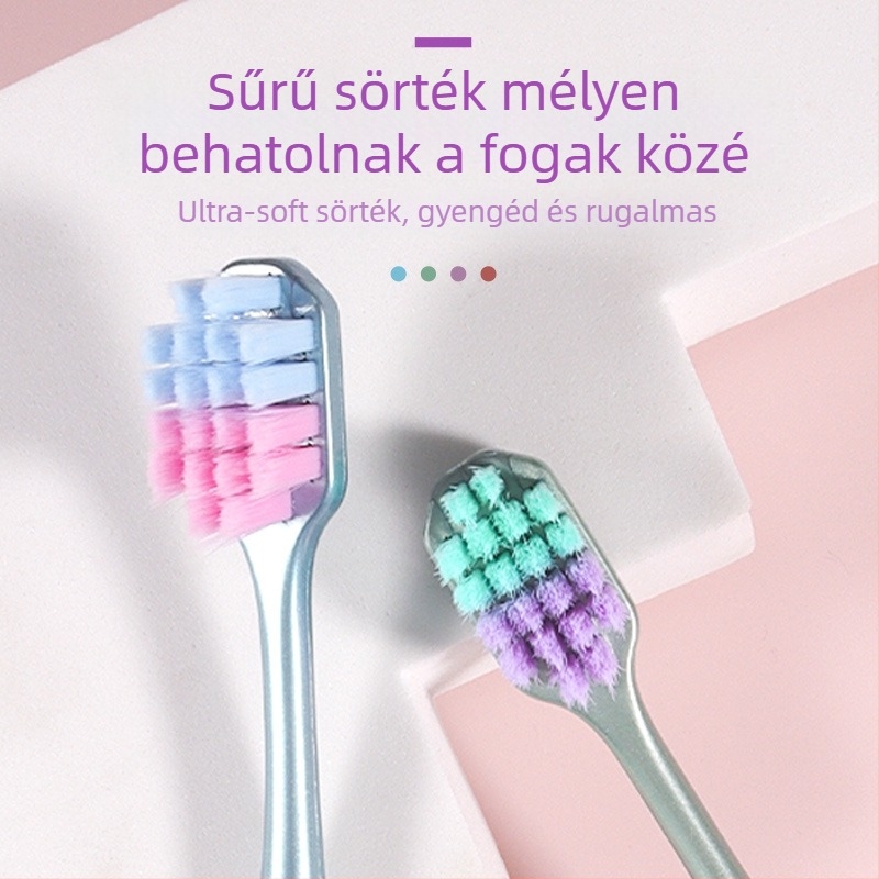 Love Teeth Macaron fogkefe – széles fej, puha sörtéjű kézi fogkefe felnőtteknek (808-as modell)