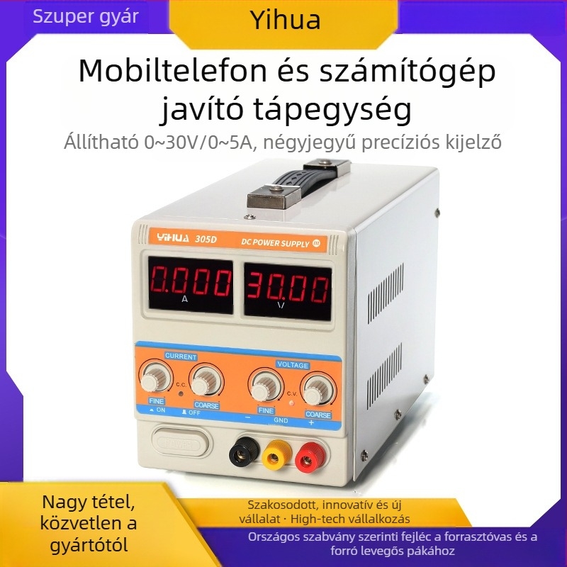 DC szabályozott tápegység (Márka: YIHUA; Kimeneti teljesítmény: 295W; CE tanúsítvány; Tápellátási típus: szabályozott tápegység)