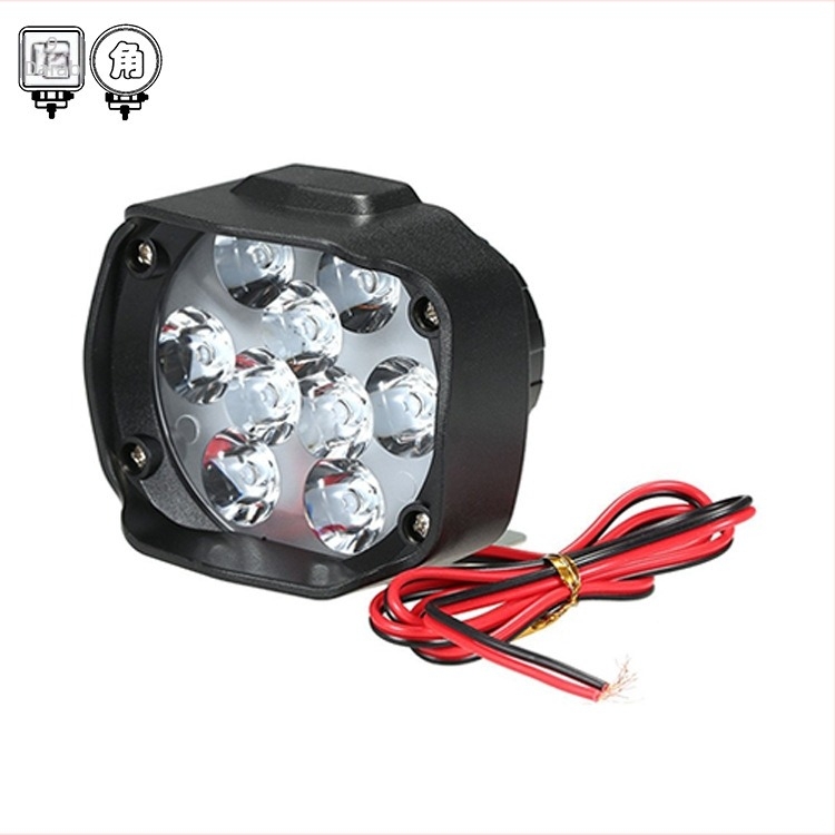 WJ LED külső első fényszóró autóhoz és motorkerékpárhoz, 9 LED-elem vonal és kapcsoló, tükörvilágítás, 12V