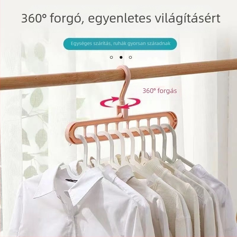 Forgatható kilenclyukú ruhafogas kollégiumhoz — multifunkcionális ruharendező PP anyagból, testreszabható, 2020-es bevezetés, alkalmas ruhákhoz, nadrágokhoz és nyakkendőkhöz