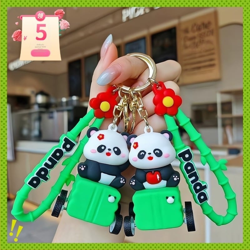 Panda Cartoon PVC kulcstartó és táskadísz – ajándék