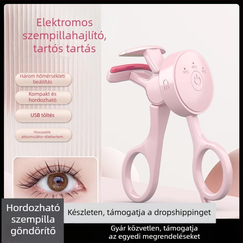 Elektromos melegített szempillaspiráló hőmérséklet-szabályozással — mini hordozható, otthoni használatra, hosszú ideig tartó rögzítés