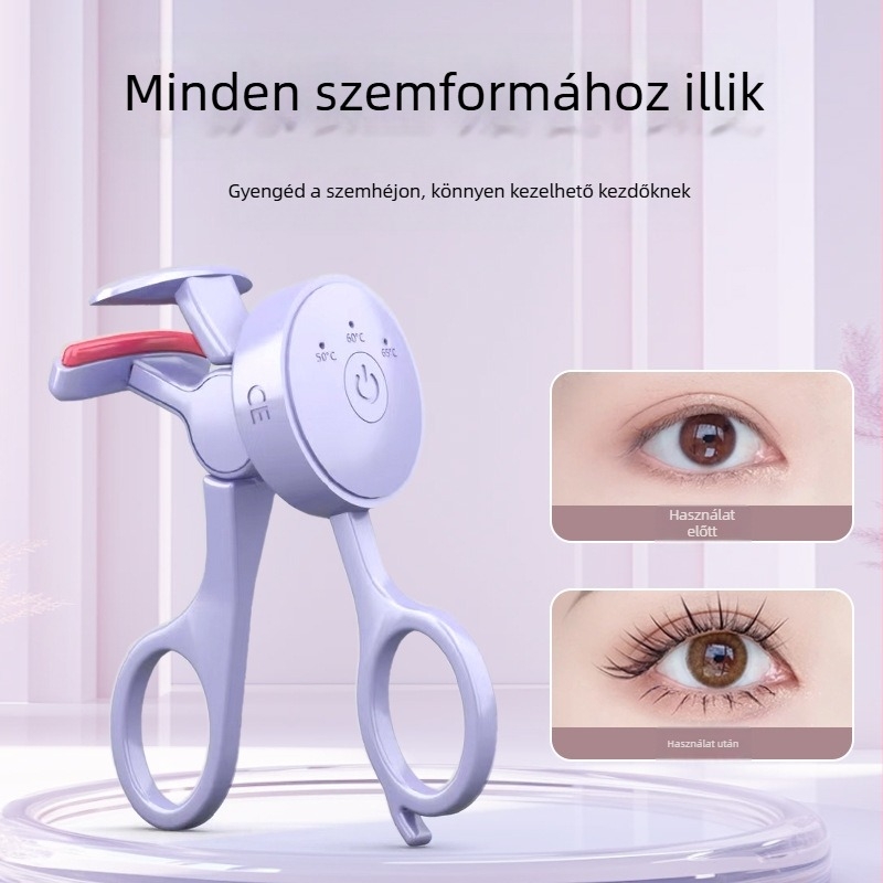 Elektromos melegített szempillaspiráló hőmérséklet-szabályozással — mini hordozható, otthoni használatra, hosszú ideig tartó rögzítés
