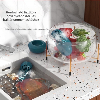 XY-006 Hordozható vezeték nélküli gyümölcs- és zöldségtisztító, detoxikáció, mechanikus vezérlés, kapacitás legfeljebb 4 L, 5 V, 8 W, 50 Hz, gyümölcsöknek, zöldségeknek, húsnak és tengeri ételeknek