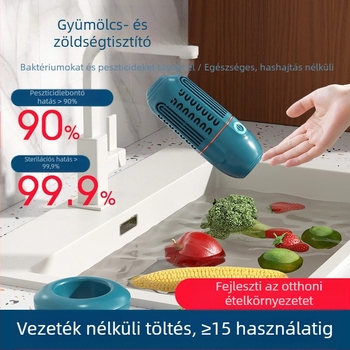 XY-006 Hordozható vezeték nélküli gyümölcs- és zöldségtisztító, detoxikáció, mechanikus vezérlés, kapacitás legfeljebb 4 L, 5 V, 8 W, 50 Hz, gyümölcsöknek, zöldségeknek, húsnak és tengeri ételeknek