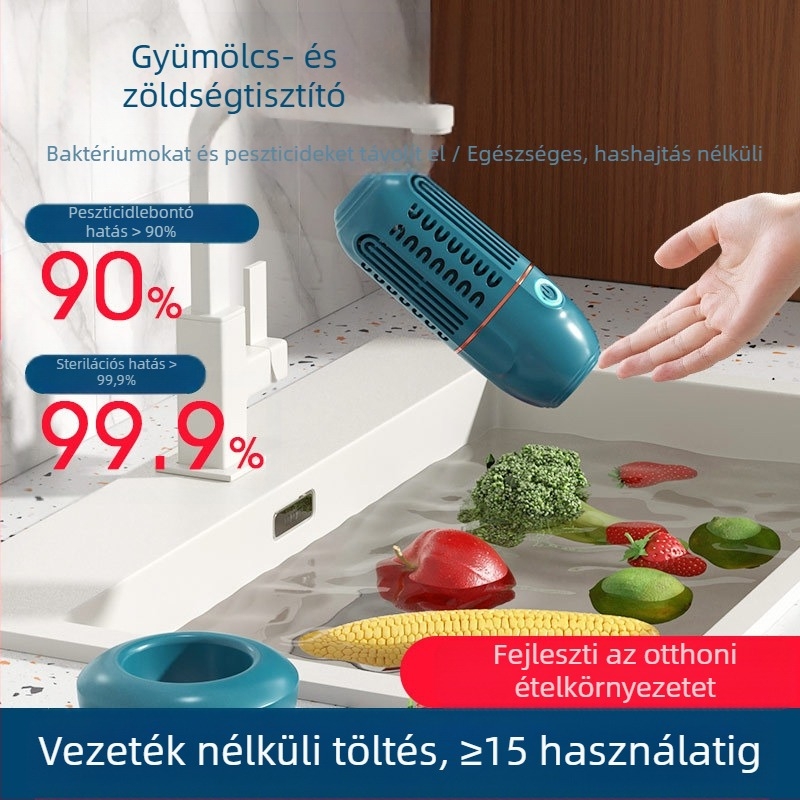 XY-006 Hordozható vezeték nélküli gyümölcs- és zöldségtisztító, detoxikáció, mechanikus vezérlés, kapacitás legfeljebb 4 L, 5 V, 8 W, 50 Hz, gyümölcsöknek, zöldségeknek, húsnak és tengeri ételeknek