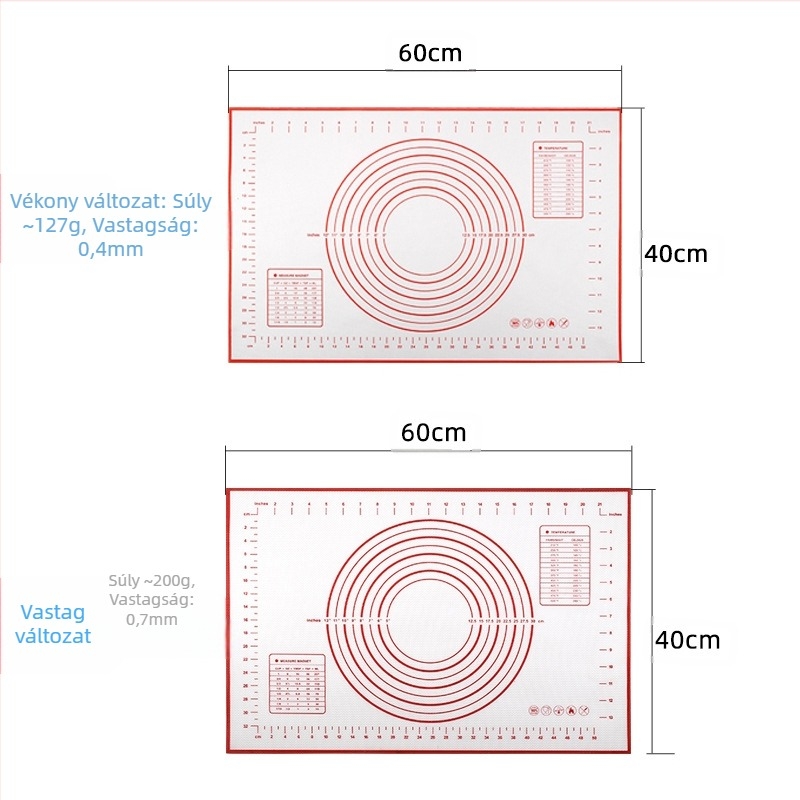 Xuan Juan Platina Szilikon Dagasztó- és Nyújtó Matrac Üvegszálakkal – Többfunkciós felület dagasztáshoz, nyújtáshoz, sütéshez és vágáshoz, csúszásmentes, modern stílus