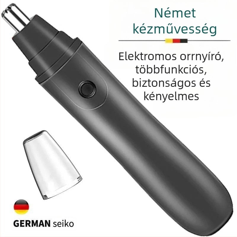 Elektromos orrszőrzet- és szemöldökvágó - ABS ház, akkumulátorral működik, levehető és mosható vágófej, beépített akkumulátor nincs