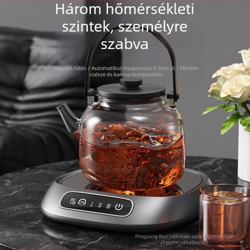 USB-re csatlakoztatható melegítő pohár alátét érintéses vezérléssel, műanyag ház, otthoni/íróasztali használatra