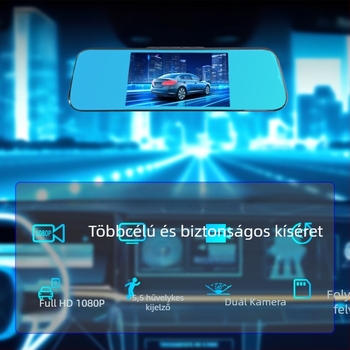 Elő- és hátsó kettős felvételű autós dash cam, 1080p, parkolófigyelés, éjszakai látás, körkörös felvétel