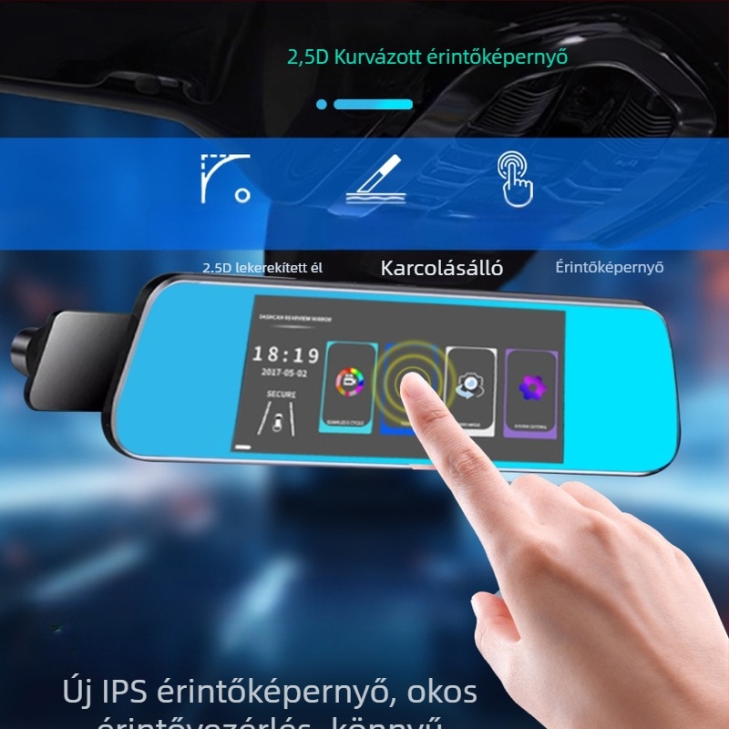 Elő- és hátsó kettős felvételű autós dash cam, 1080p, parkolófigyelés, éjszakai látás, körkörös felvétel