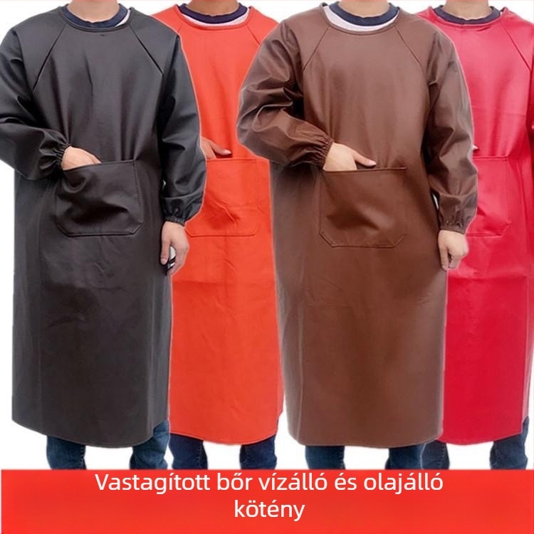 Ujjú kötény PU bőrből, vízálló, modern minimalist stílus, egyszínű minta