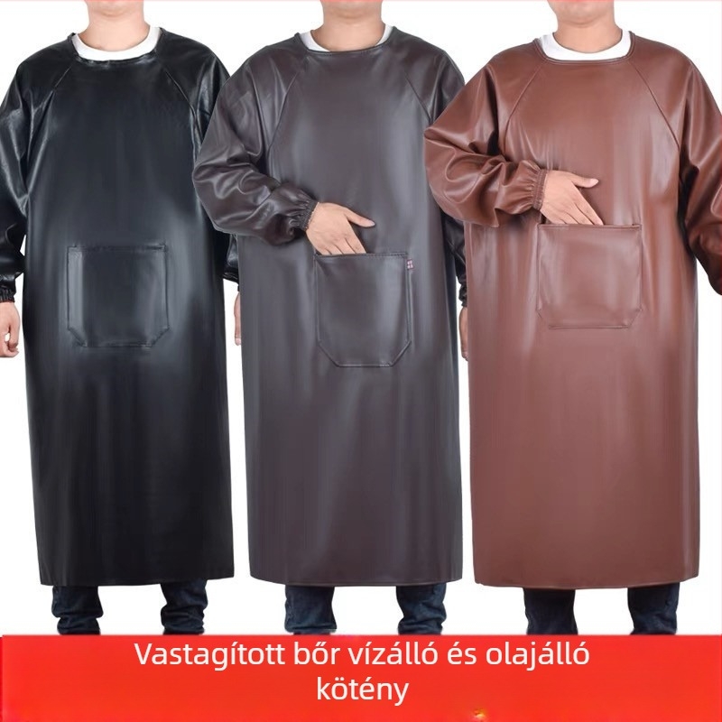 Ujjú kötény PU bőrből, vízálló, modern minimalist stílus, egyszínű minta