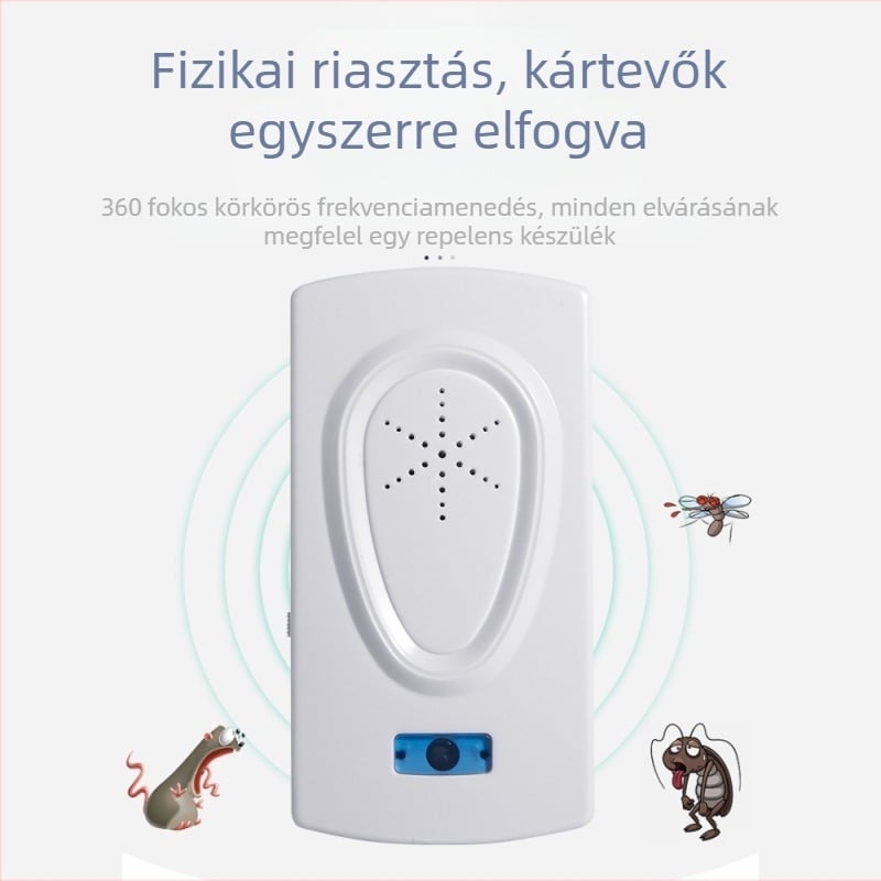 Ultrahangos szúnyog- és rovarriasztó - erős, kettős hangszóróval és kettős frekvenciával, kapcsolóval, 360° lefedettség, éjszakai fény
