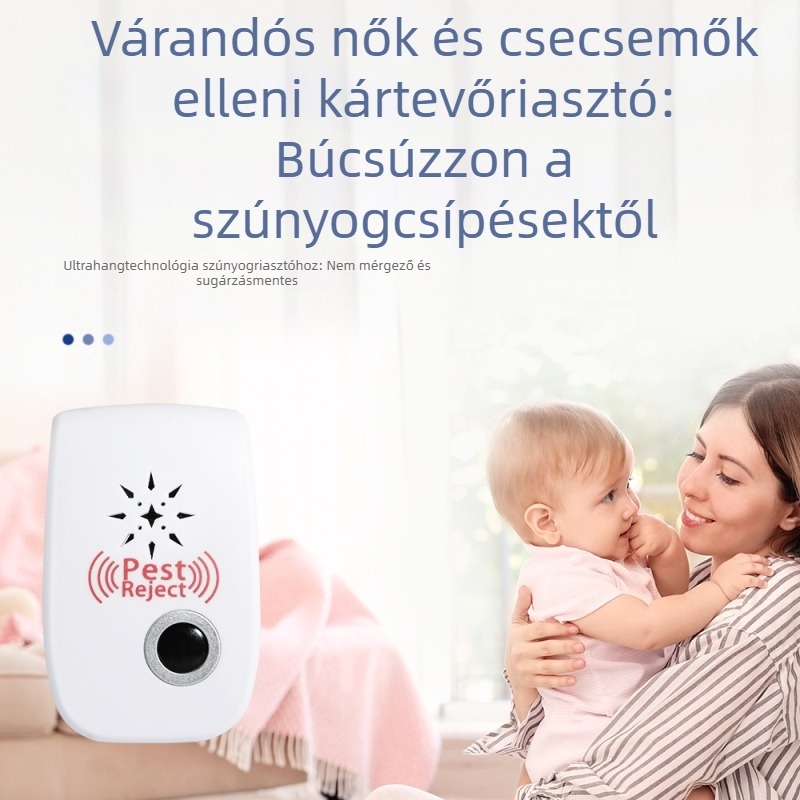 Ultrahangos szúnyog- és rovarriasztó - erős, kettős hangszóróval és kettős frekvenciával, kapcsolóval, 360° lefedettség, éjszakai fény