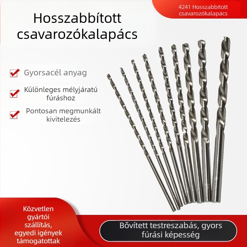 Longxing Ruiyu Faipari hosszított spirálfúrókészlet, gyorsacélból, egyenes nyél