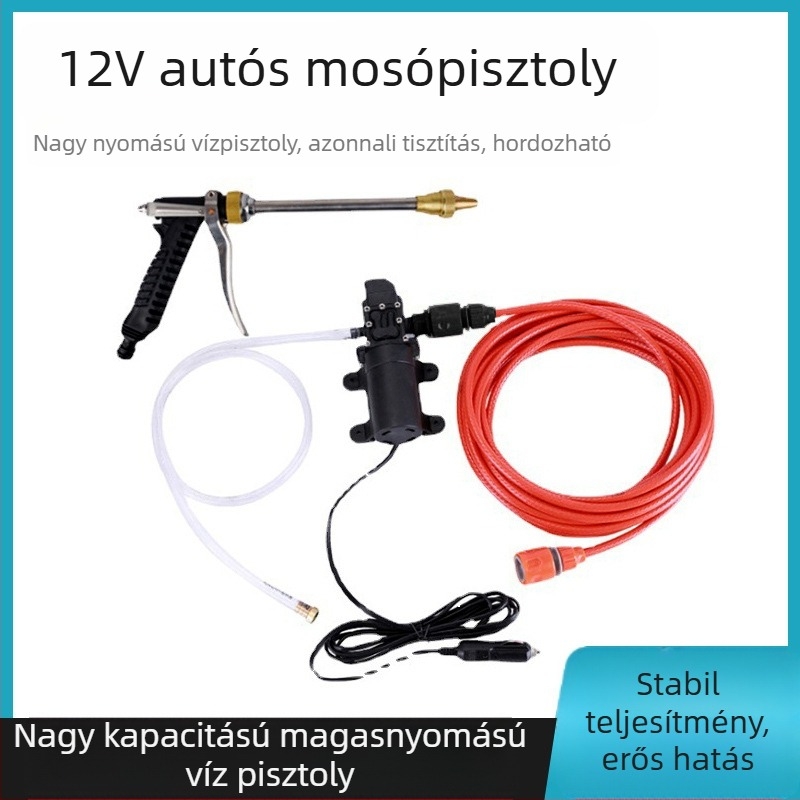 Autómosópumpa – hordozható, otthoni használatra (12V, nagy nyomás, ABS)