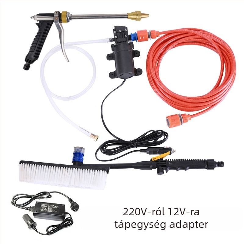 Autómosópumpa – hordozható, otthoni használatra (12V, nagy nyomás, ABS)