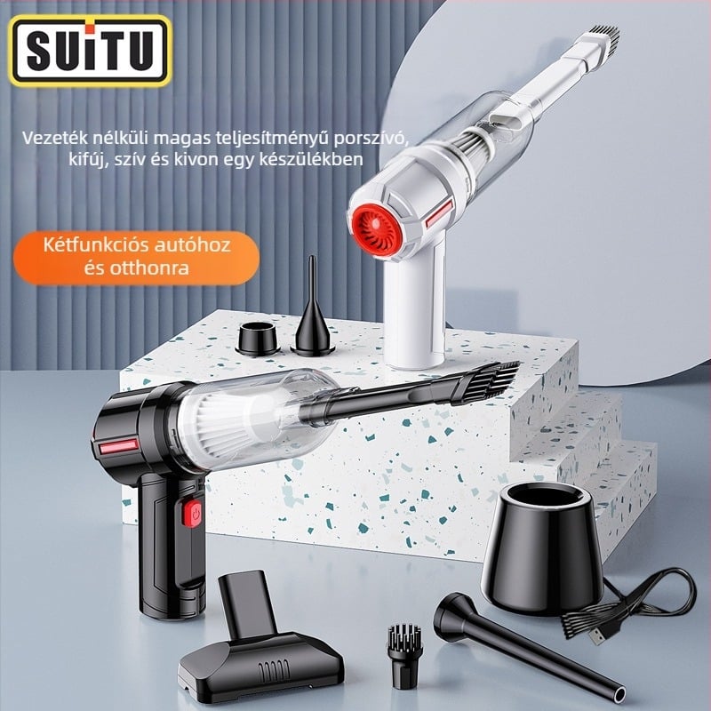 Kézi autó- és otthoni porszívó, 7.4V, 120W, 5500Pa, vezeték nélküli töltés