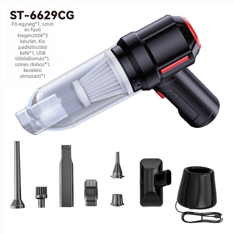 Kézi autó- és otthoni porszívó, 7.4V, 120W, 5500Pa, vezeték nélküli töltés