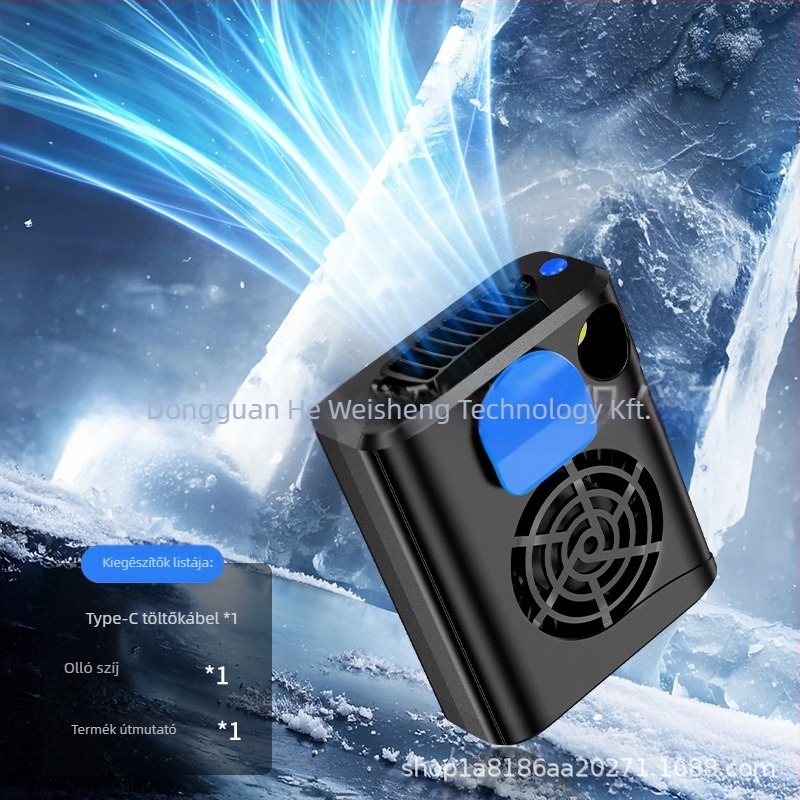 Lapát nélküli derék/nyak ventilátor, USB töltés, beépített 4000–6000 mAh-s akkumulátor, 3 sebességfokozat, brushless motor, hordozható asztali/kézi ventilátor