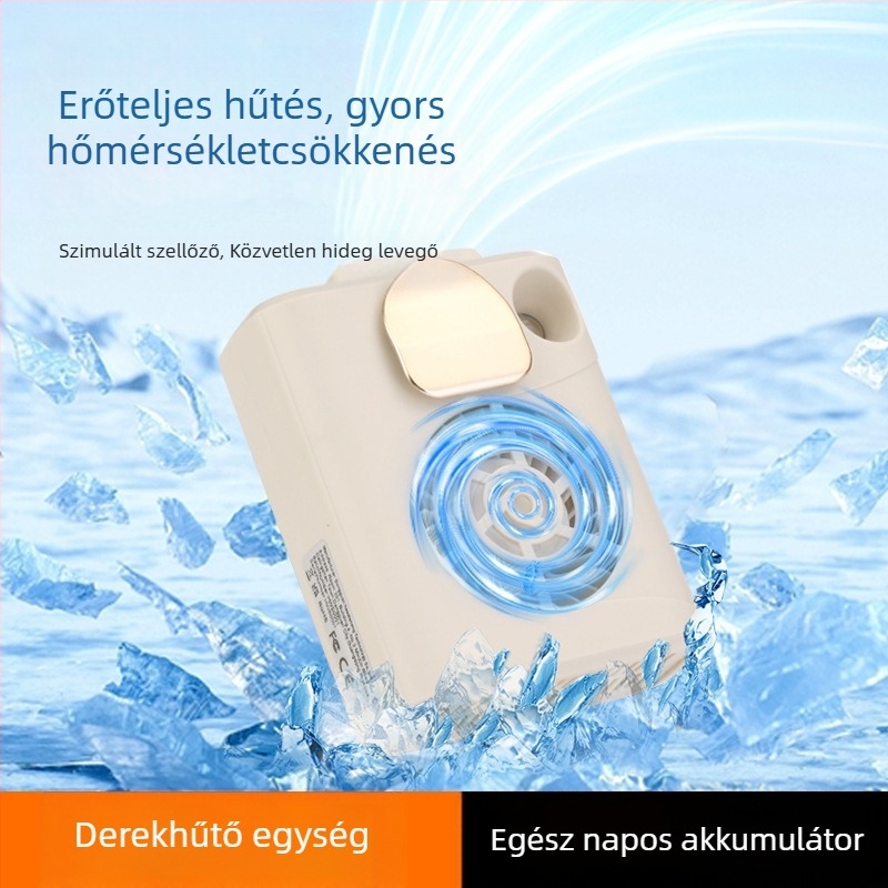 Lapát nélküli derék/nyak ventilátor, USB töltés, beépített 4000–6000 mAh-s akkumulátor, 3 sebességfokozat, brushless motor, hordozható asztali/kézi ventilátor