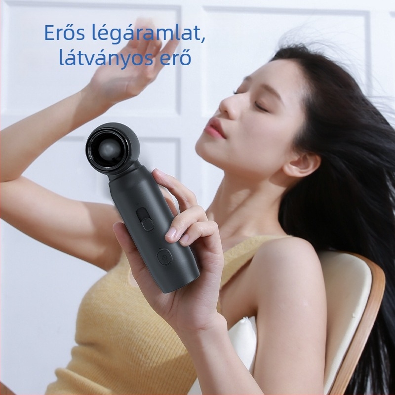 Kézi hordozható kültéri turbín ventillátor beépített 4000–6000 mAh-s akkumulátorral, USB töltés, brushless motor, lépés nélküli sebességszabályozás, üzemidő 1–3 óra