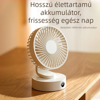 USB asztali ventilátor, 5‑lapátos ventilátor, kefementes motor, 5V/5W, beépített 1200–2000mAh akkumulátor