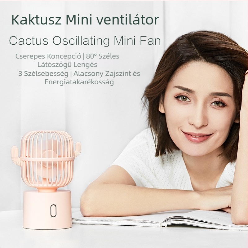 Kompakt USB asztali ventilátor – csendes, hordozható, újratölthető iroda, otthon és diákok számára
