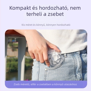 Átlátszó hajtogatható mini nyakventilátor, USB újratölthető, hordozható kültéri ventilátor