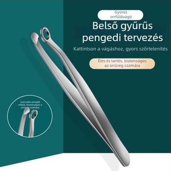 Rozsdamentes acél orr-szőrnyíró, kerek fej, kézi nyomású