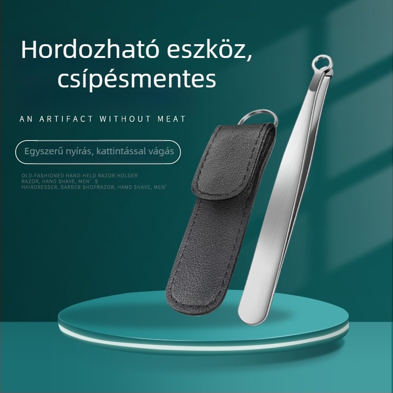 Rozsdamentes acél orr-szőrnyíró, kerek fej, kézi nyomású