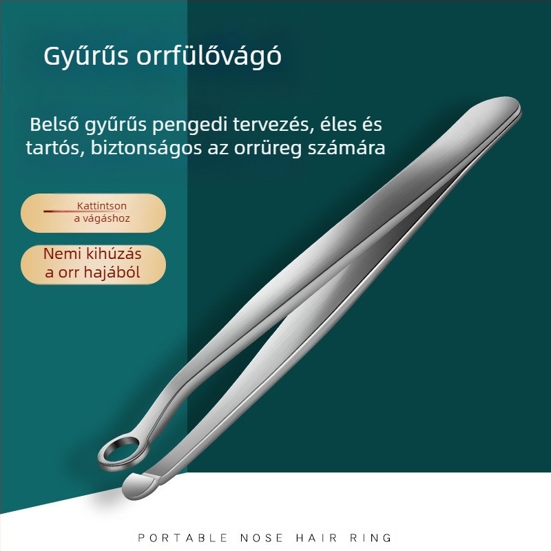 Rozsdamentes acél orr-szőrnyíró, kerek fej, kézi nyomású