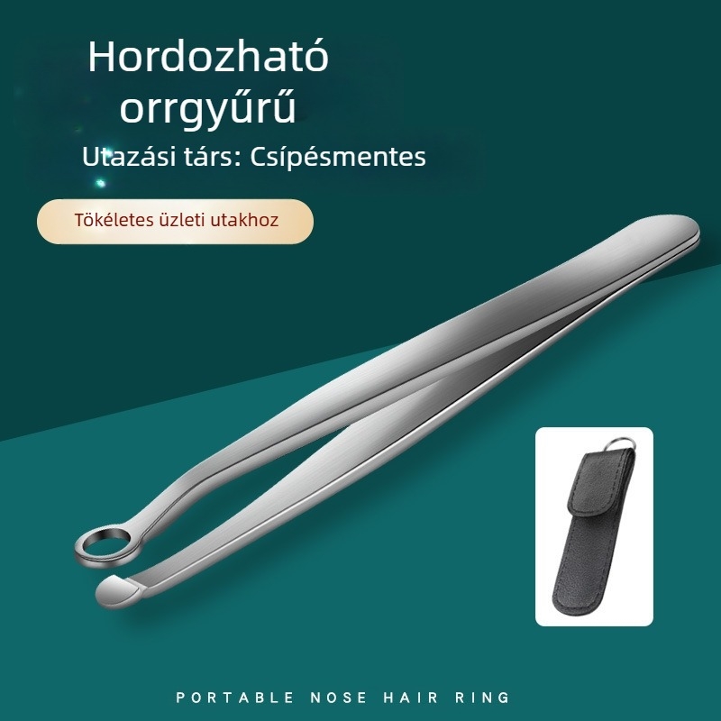 Rozsdamentes acél orr-szőrnyíró, kerek fej, kézi nyomású