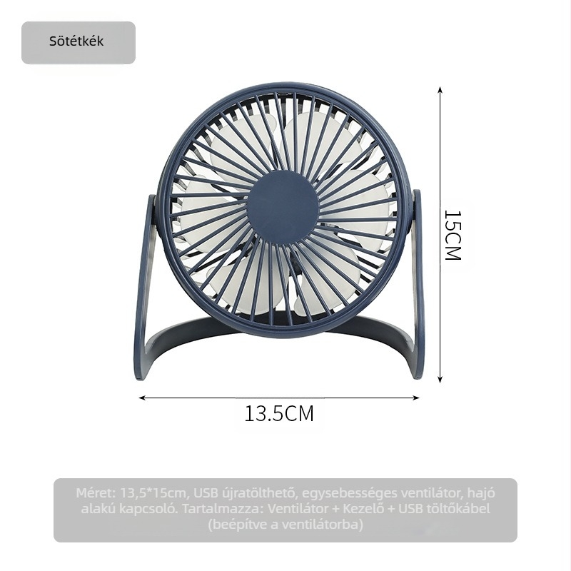 USB asztali ventilátor – 4 lapátos kefés motor, 5W, zaj 45-50 dB