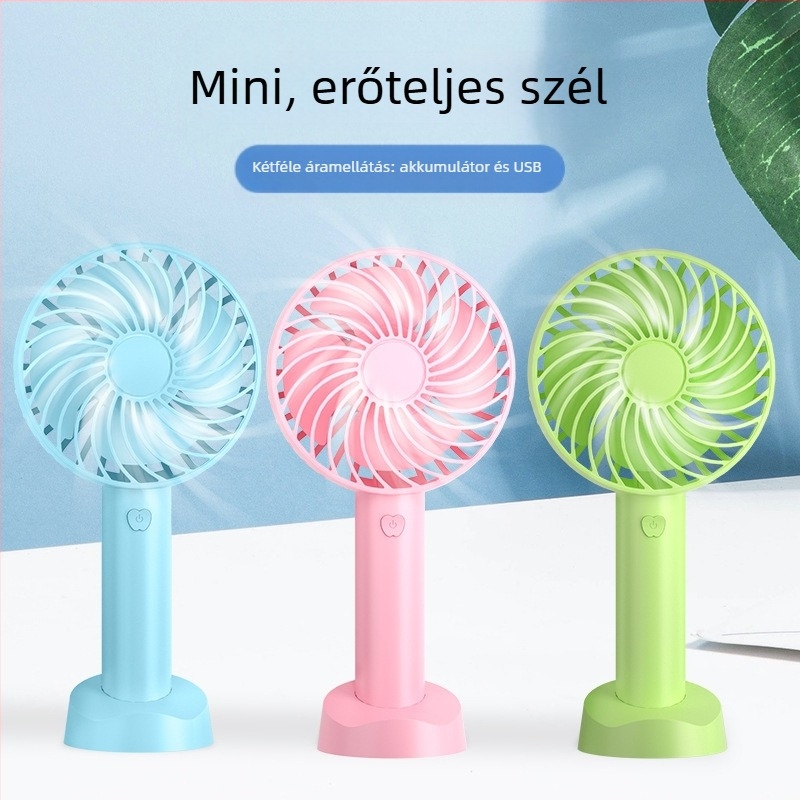 N15 kézi USB újratölthető ventilátor, 4 lapát, brushless motor, 3 sebesség, beépített akkumulátor 1000–1200mAh, telefon tartó
