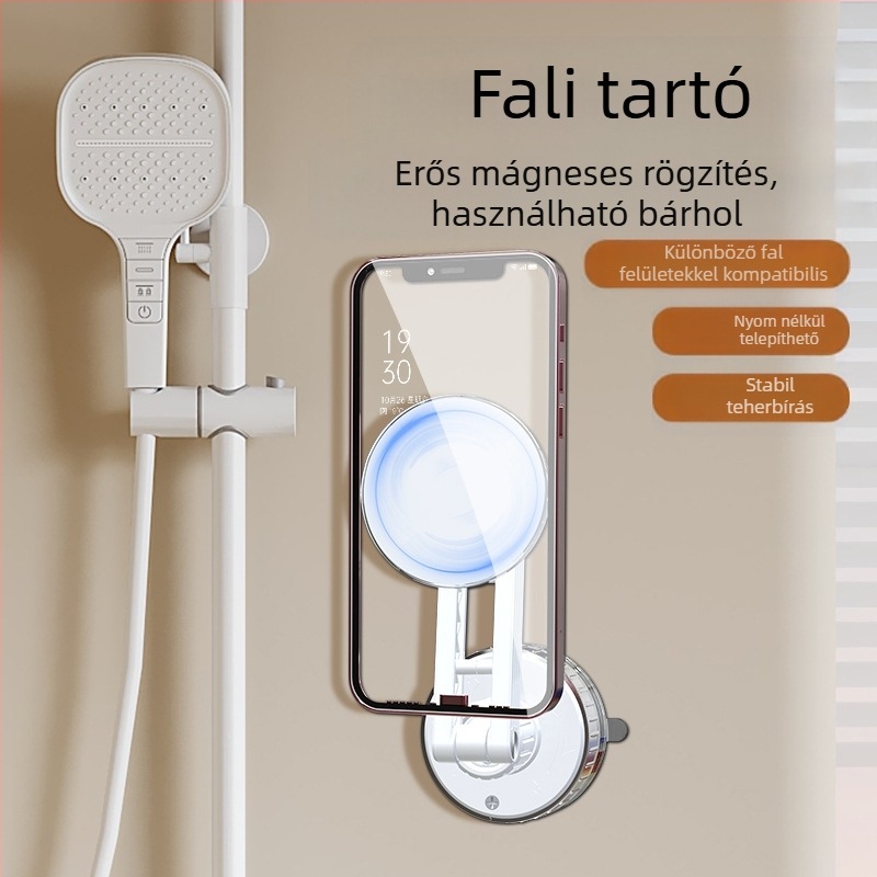Asztali telefon-tartó mágneses vákuumos rögzítéssel, forgatható, falra vagy az asztalra szerelhető, alumíniumötvözetből