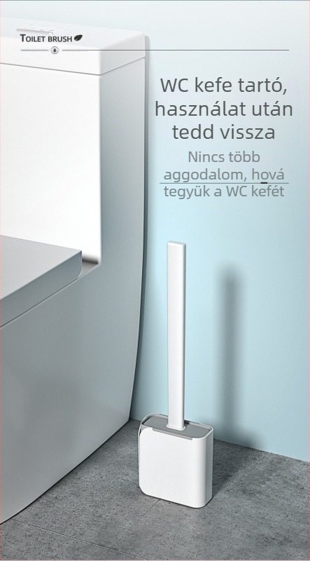 Hosszú nyélű szilikon WC-kefe talppal — állványos atkalkító készlet