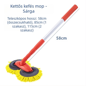 Chenille sörtés autómosó mop, alumínium cső, PP test, összecsukható kivitel, testreszabható