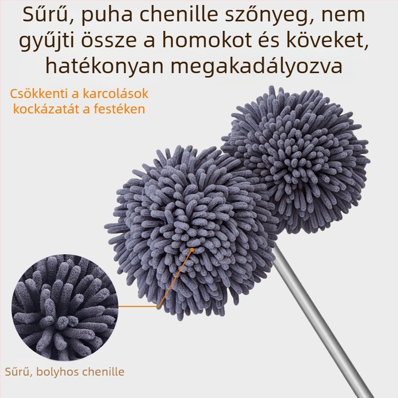 Chenille sörtés autómosó mop, alumínium cső, PP test, összecsukható kivitel, testreszabható