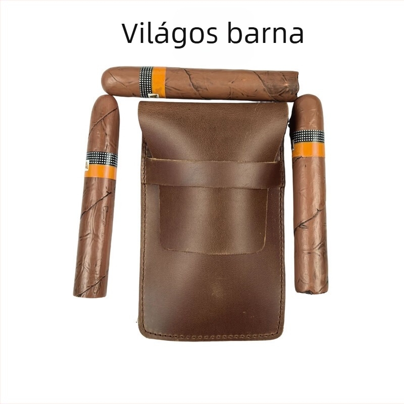 Hordozható szivar készlet – 3 darab, Crazy Horse bőr, könnyű luxus stílus, Cigarloong CH-25AR1